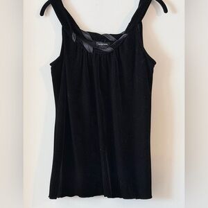 Spense Black Velvet Tank with Satin Braid Trim Size S